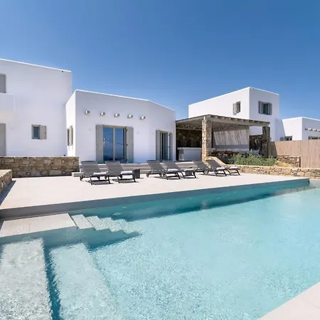 Luxury Mykonos - 3 Bedrooms - Estaffe - Amazing Agean Views - Wind Protected Alfresco Dining Area Villa