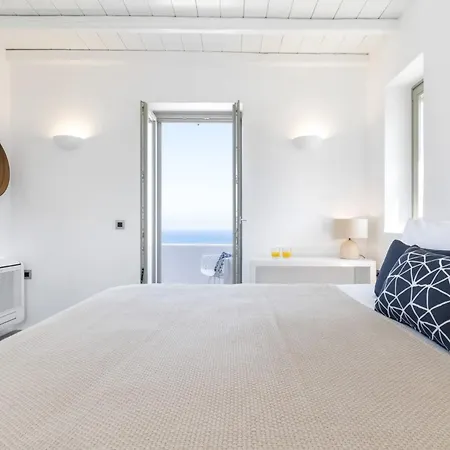 Luxury Mykonos - 3 Bedrooms - Estaffe - Amazing Agean Views - Wind Protected Alfresco Dining Area Villa